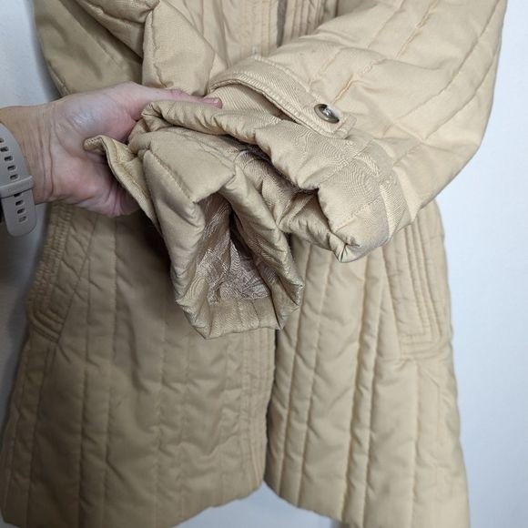 Vintage Channel Quilted Sherpa Lined Jacket Khaki Neutral - Picture 11 of 16